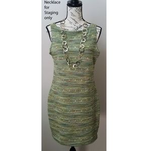 Form fitting stretchy dress, green hues